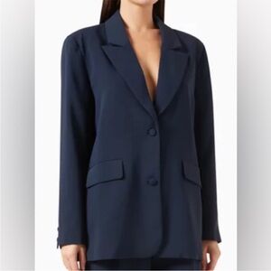 NEW $149 GOOD AMERICAN LUXE SUITING BOYFRIEND BLAZER | New Navy